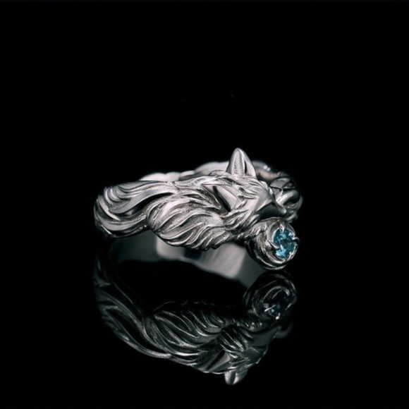 Silver Fox & Blue Crystal Ring NEW - Picture 2 of 7